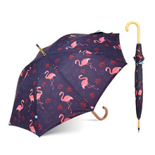 Nuevo paraguas de impresión de transferencia de calor Flamingo con impresión de logotipo